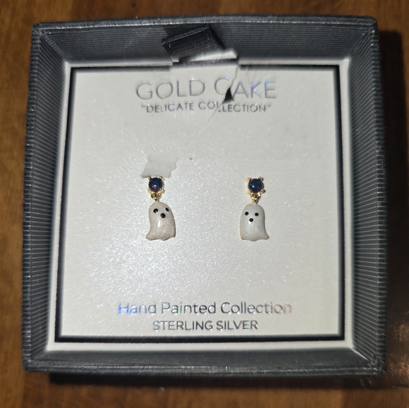 Gold Cake Ghost Earrings - Picture 2 of 2
